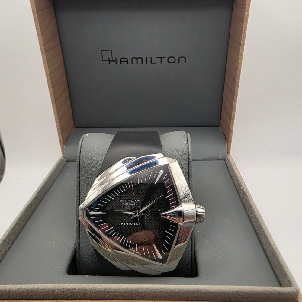 Hamilton Ventura XXL Mens Black Automatic Triangle Watch H246551